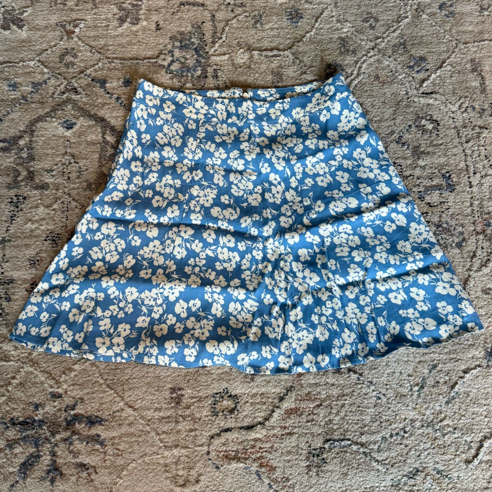 Reformation Blue and Cream Floral Skirt